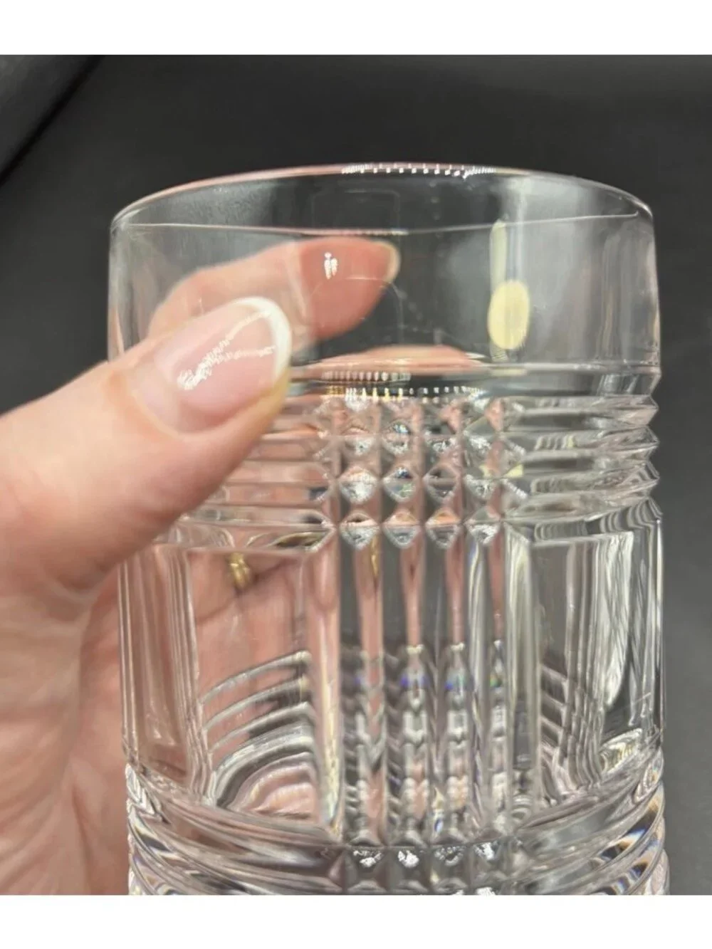 Ralph Lauren Glen Plaid Cut Crystal On The Rocks Whiskey Glass Barware Lot of 2